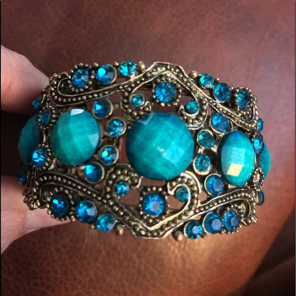 🦋 Turquoise & Blue in a spectacular gold bracelet - Picture 5 of 7